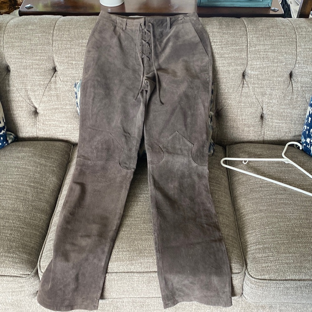 Lace up leather pant